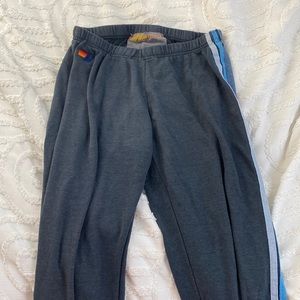size large aviator sweats with blue stripes